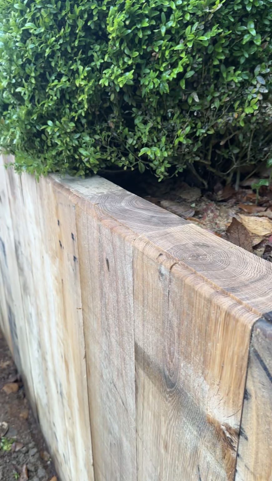 Oak Sleeper retaining Wall